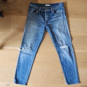 Moussy Blue Distressed Ankle Jeans